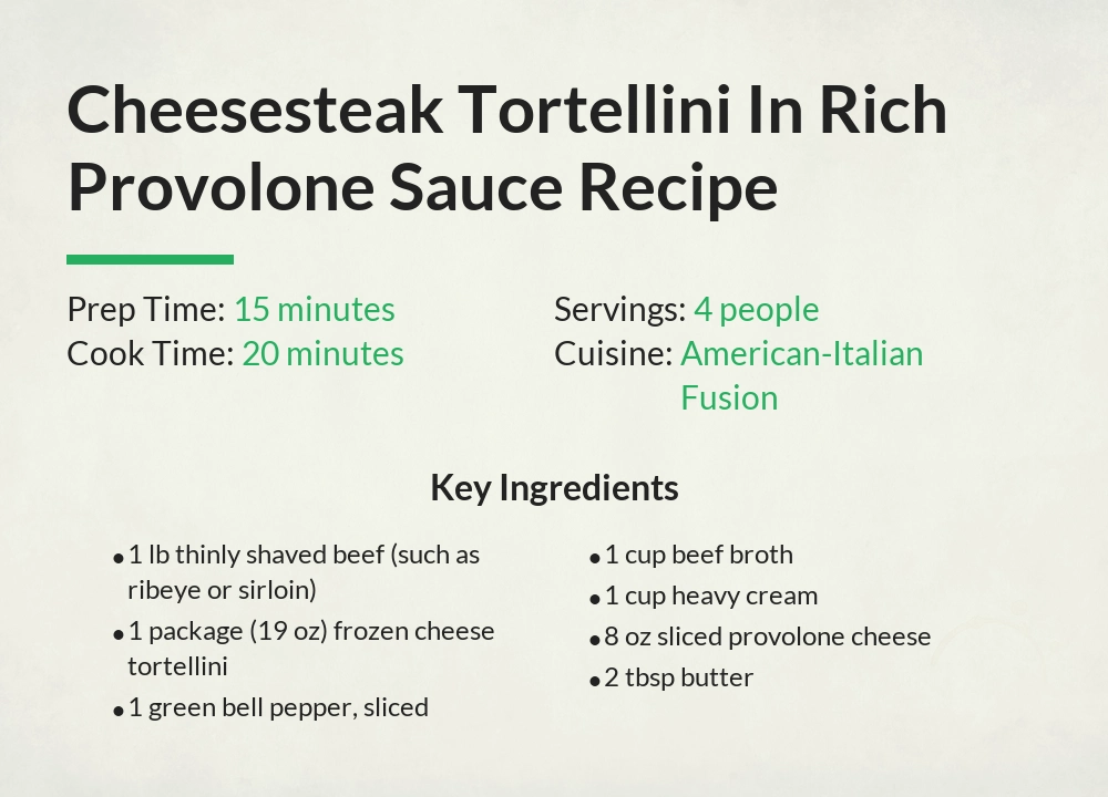 cheesesteak tortellini in rich provolone Sauce recipe