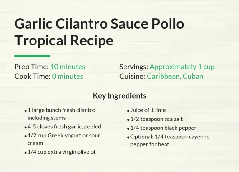 Garlic Cilantro Sauce Pollo Tropical Recipe