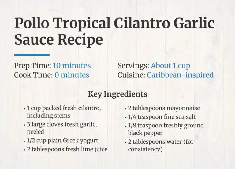 Pollo Tropical Cilantro Garlic Sauce Recipe