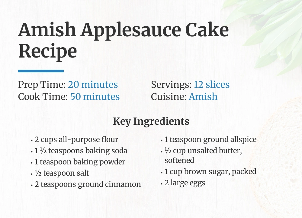 recipe for amish appleSauce cake