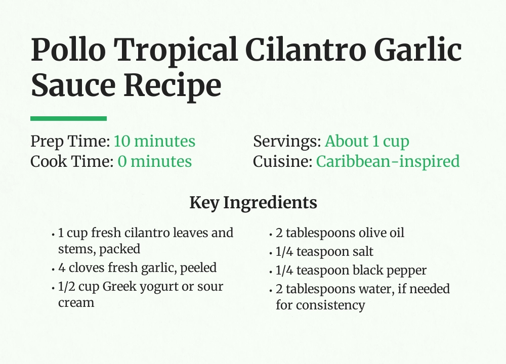 recipe for pollo tropical cilantro garlic Sauce