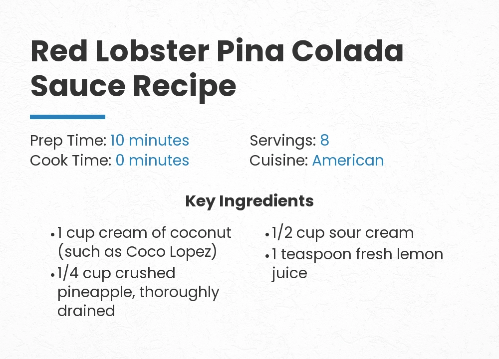 red lobster pina colada Sauce recipe