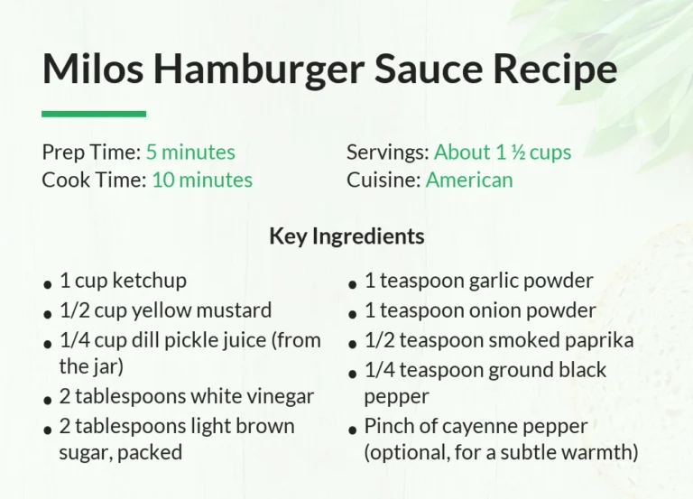 Milos Hamburger Sauce Recipe
