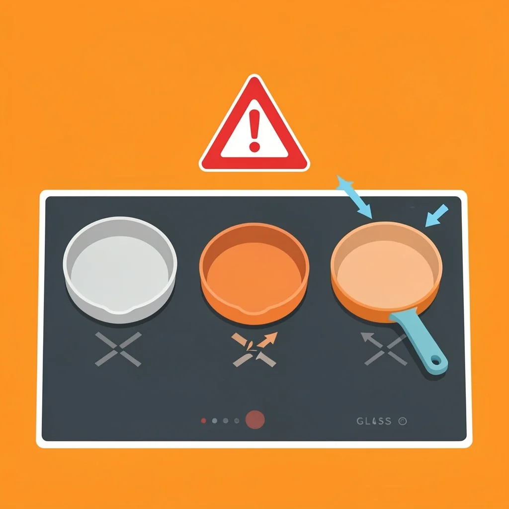 Induction hob showing error with aluminum, copper, and glass pans not heating