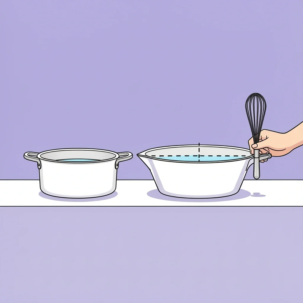 Saucepan vs Saucier Size Difference Side-by-side comparison of a standard saucepan and a saucier with sloped sides, showing different depths and a whisk