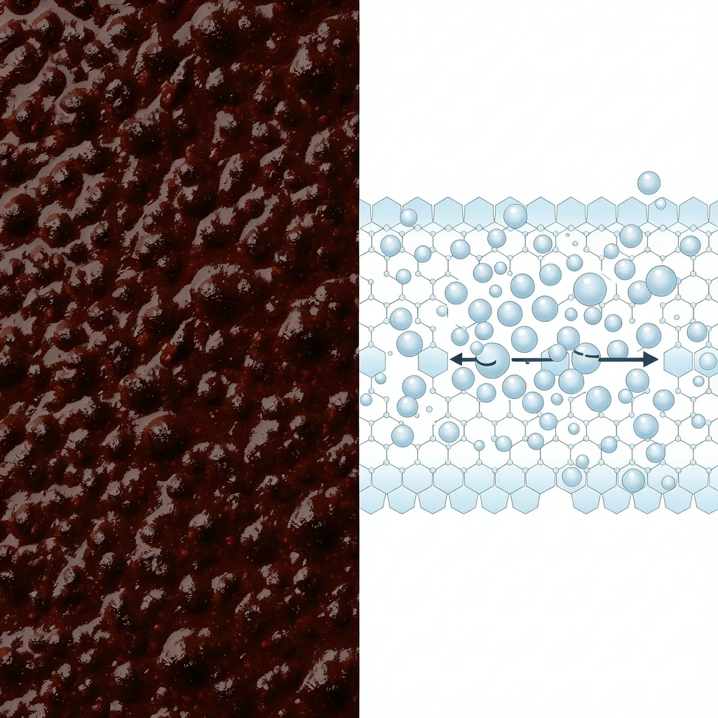 Chemical illustration of sugar molecules bonding and baking soda breaking them apart